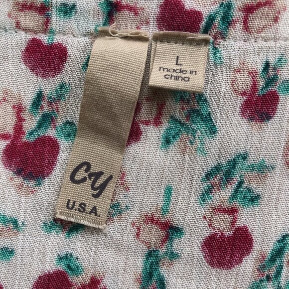 Cy Red Apple Pattern Cap Sleeve Midi Dress Large - Picture 4 of 6